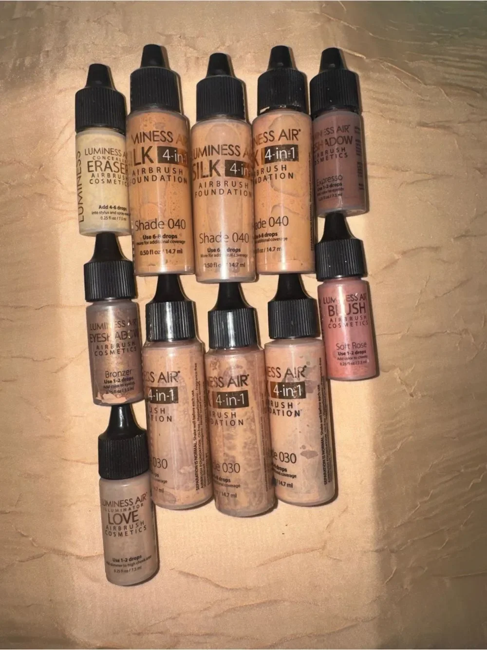Luminess Air Airbrush Makeup Lot Foundation 030 040 Eraser Blush Eyeshadow